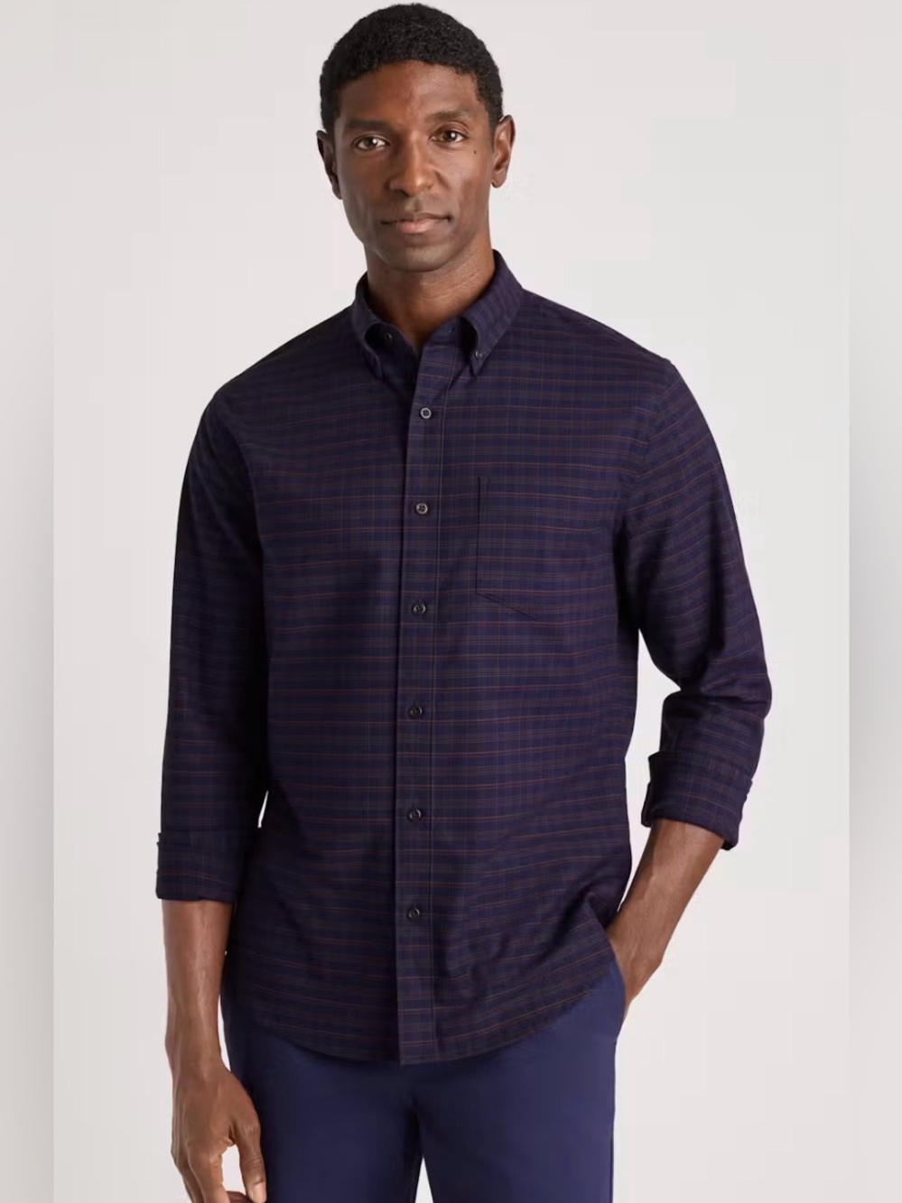 Bonobos Men's Everyday Oxford Shirt (Dark Blue/Red Checkered)